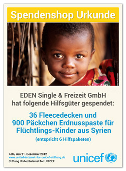 Hilfsg�terspende f�r UNICEF - Gemeinsam f�r Kinder